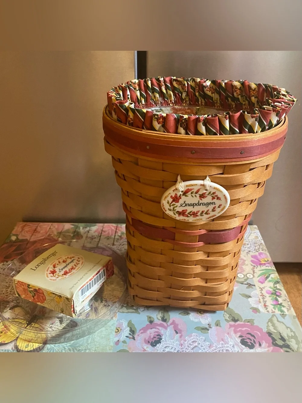Vintage 1998 Longaberger Snapdragon Basket Cottagecore Farmhouse Decor